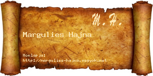 Margulies Hajna névjegykártya
